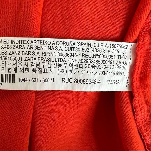 Zara Red Ruched Tie Side Dolman Sleeve T Shirt L - Picture 8 of 9